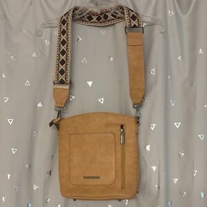 Montana West Tan Messenger Bag with Geometric Strap